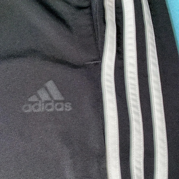 ADIDAS Tricot black silver elastic waistband 2 front pockets stretchy size XLT - Picture 4 of 11